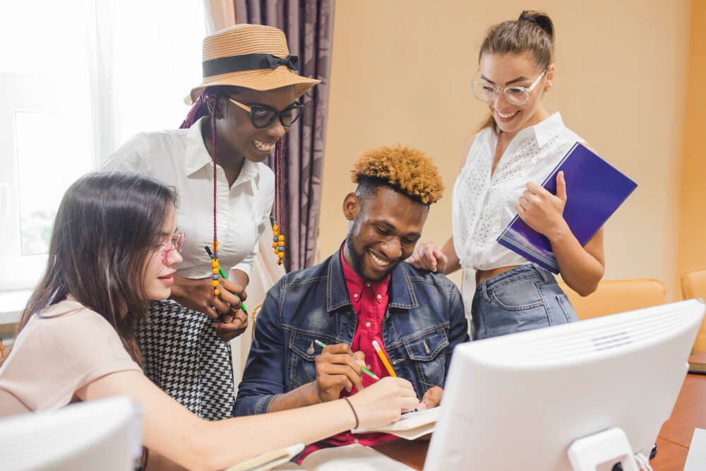 youngster working happily together 1